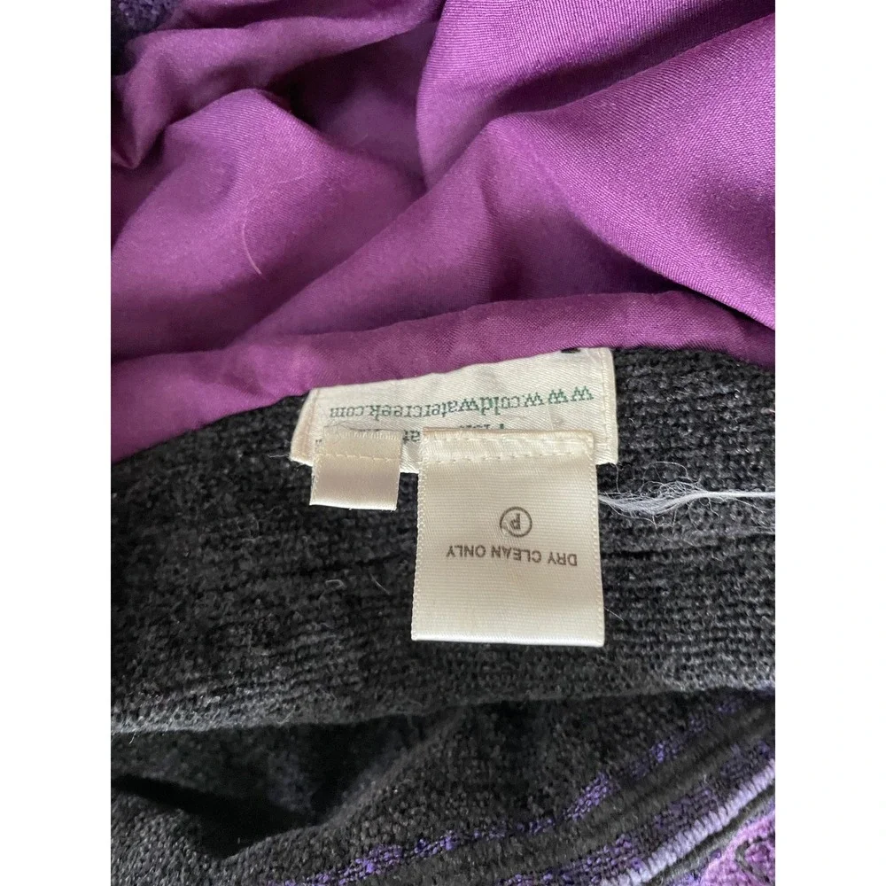 Coldwater Creek‎ Women Jacket L Button Front Purple Striped Embroidered BOHO